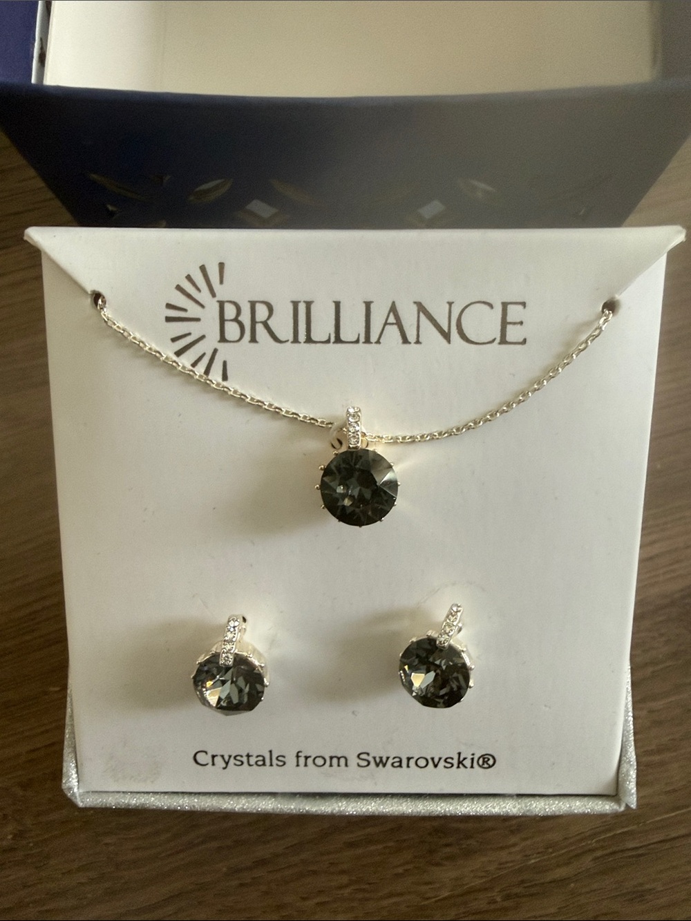 Brilliance Crystals from Swarovski® Black Pendant Necklace & Earring Set